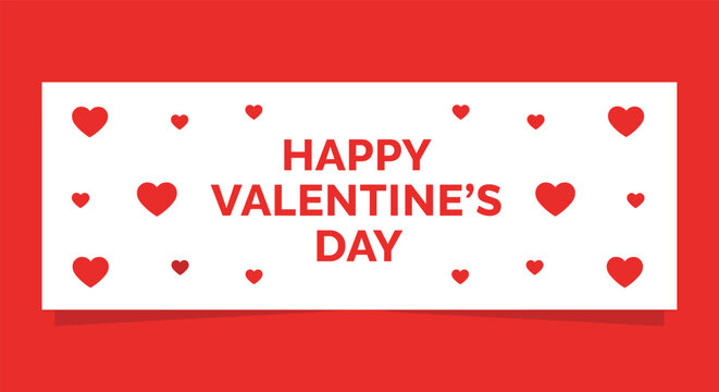 Happy valentine's day banner with red and white hearts on bold background