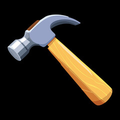 Classic carpenter's claw hammer with a light wooden handle, presented as a fundamental hand tool illustration