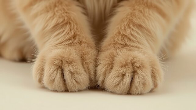 Ginger cat's soft fur pads