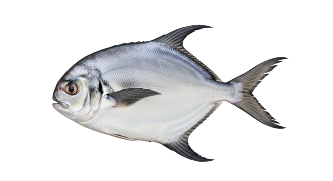 Great white shark, a fresh raw seafood with a tail and fin, isolated on a transparent background