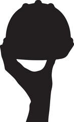 Silhouette of Hand Holding Round Object Creative Dark Design Concept