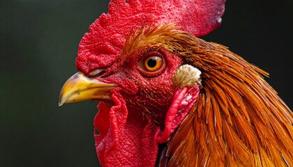 Close-up of a Roosters Head with Detailed Plumage.