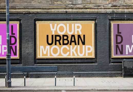 Blank Mockup of Urban Wall for Advertising Display in London