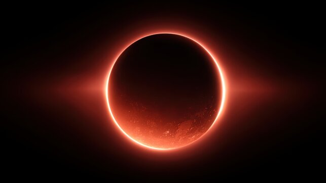 Total solar eclipse with glowing red corona, astronomical phenomenon of moon covering sun creating dramatic space event view on white background
