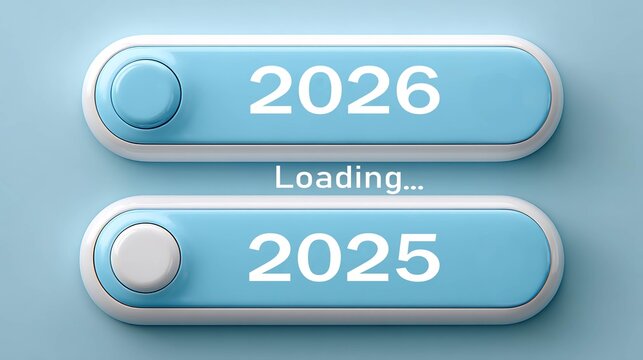 Digital Loading Bar Interface from 2025 to 2026 , Modern Futuristic Concept of Progress and Innovation.