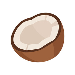 Halved Coconut Isolated on White Backdrop Tropical Fruit Refreshing Milk Ingredient Vegan Vegetarian Vitamins Minerals Raw Diet Vector