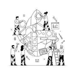 people, team, teamwork, collaboration, business, startup, launch, rocket, project, development, innovation, building, construction, strategy, planning, engineering, tools, assemble, progress, growth, 