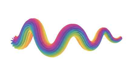 Vibrant Rainbow Swirl Abstract Wave on White Background