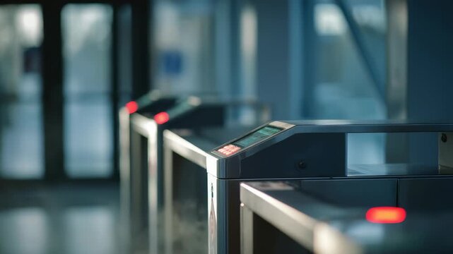 Automated turnstile gate disperses disinfectant mist, enhancing hygiene in high traffic areas. Innovative access control system combines security and health protection for public safety