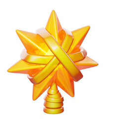 Glass Star of Bethlehem with radiant shine. 3D illustration.