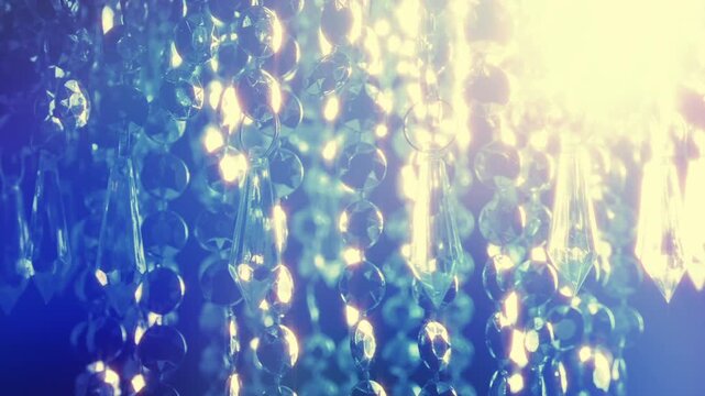 Chandelier In Party Lights Close-Up
