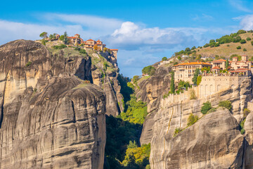 The Holy Monasteries of the Transfiguration (Great Meteoron) and Varlaam, Perched on Towering Sandstone Pillars in Meteora, Thessaly, Greece