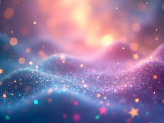 Fantasy Dreamy Abstract magical space background with sparkling purple stars.