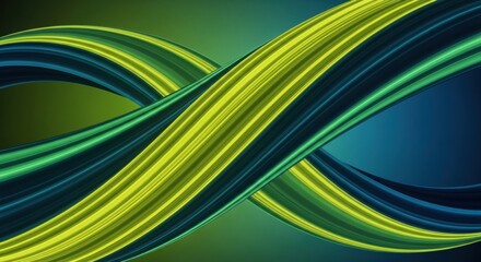 Abstract infinity symbol with flowing lines. Dynamic digital wave concept for technology and innovation. Vibrant green and blue gradient design for a modern business presentation