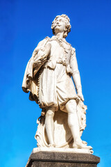 Obraz premium Statue of the famous 17th century painter Anthony Van Dyck on the Meir, Antwerp, Belgium.