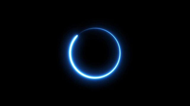 Neon loading circle animation seamless Loop. Digital progress bar or waiting animation. glowing circle line animation 4k video.
