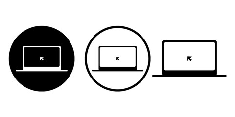 Minimalistic Black and White Laptop Icon Set with Cursor for UI UX & Web Design