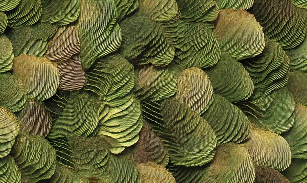 Intricate Close-Up of Organic Textures in Green, Gold, and Earthy Brown Hues