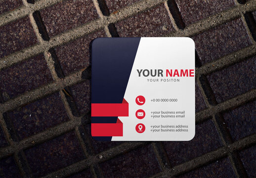 Square business card on Textured Surface