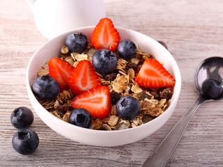 Homemade granola with berries