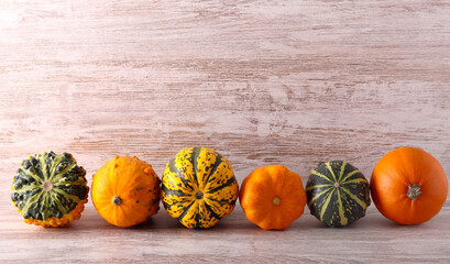 Mixed pumpkins, autumn, fall season