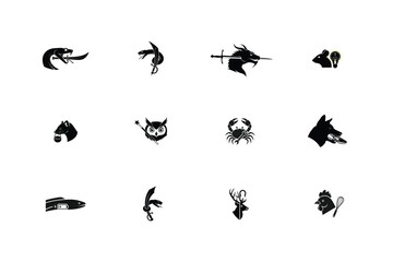 12 Bundle sets of animal head with some instruments