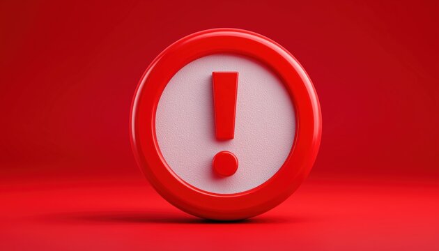Warning Sign With Red Exclamation Circle Symbol Conveying Message Of Alert, Danger, Or Risk Due To A Potential Problem. High-Quality Rendering.