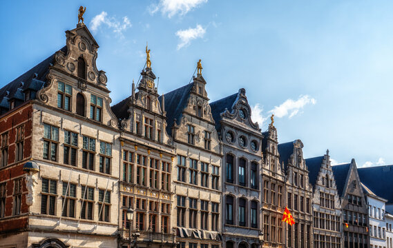 Guild halls on Antwerp, Belgium