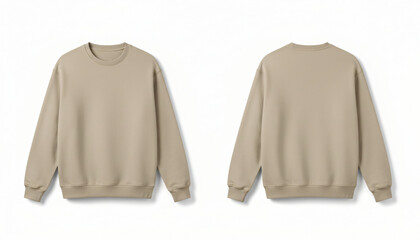 Front and back view of a Beige sweatshirt mockup