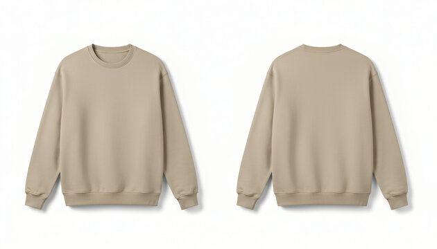 Front and back view of a Beige sweatshirt mockup