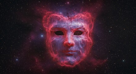 Mysterious cosmic face surreal digital art illustration for creative projects