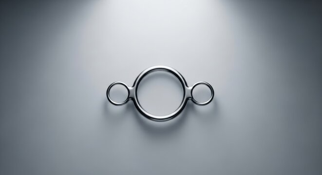 Sleek metallic rings in a symmetrical formation. Abstract symbol of connection and synergy. Minimalist design for technology and business concepts