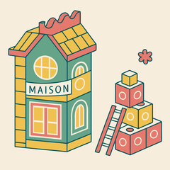 Maison Building Blocks Vector Set