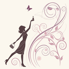 Abstract Perfume Splash Vector Background with Pastel Colors and Swirling Lines, Perfect for Cosmetic Advertisement Banners, Social Media Campaigns, and Website Headers.