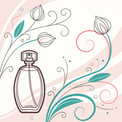 Abstract Perfume Splash Vector Background with Pastel Colors and Swirling Lines, Perfect for Cosmetic Advertisement Banners, Social Media Campaigns, and Website Headers.