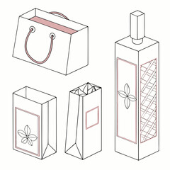 Set of Perfume Packaging Box Vector Templates in Various Shapes and Sizes, Customizable for Different Fragrance Types and Branding, Ready for Print and Mockups.