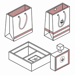 Set of Perfume Packaging Box Vector Templates in Various Shapes and Sizes, Customizable for Different Fragrance Types and Branding, Ready for Print and Mockups.