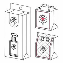 Set of Perfume Packaging Box Vector Templates in Various Shapes and Sizes, Customizable for Different Fragrance Types and Branding, Ready for Print and Mockups.