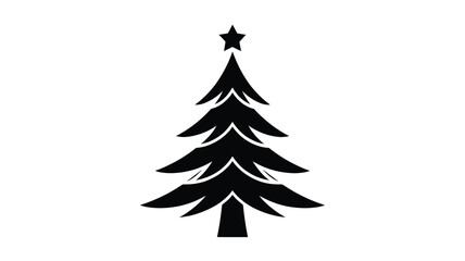 A classic black christmas tree silhouette with a star on top perfect for holiday decorations and festive designs silhouette