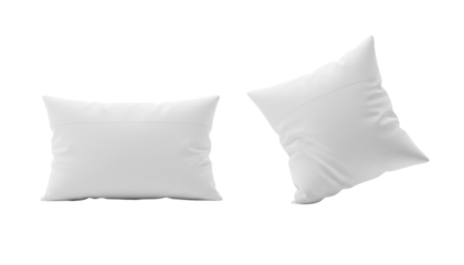 White pillow duo, soft bedding cushion isolated on transparent background