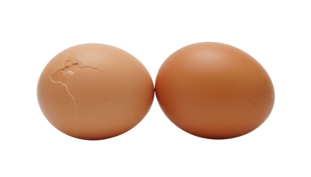 Set of fresh organic brown eggs isolated on transparent background