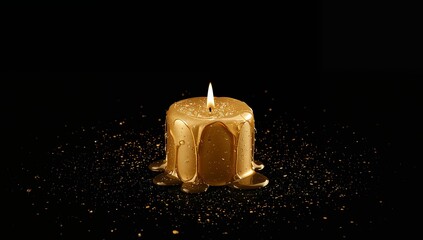 Golden Luminescence. A Waxen Sculpture Aglow in the Darkness, Dripping with Light.