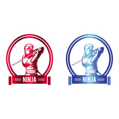 Dual-color ninja emblem in vector style