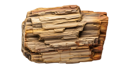 Fossilized wood texture with intricate layers isolated on transparent background