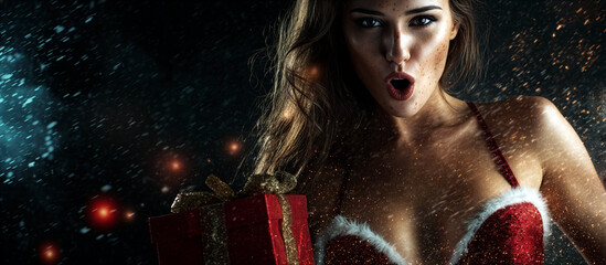 Christmas Party Ad - Glamorous Woman in Snow - VIP Event