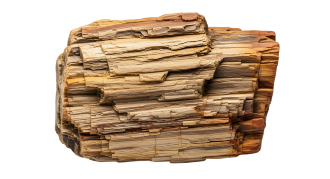 Fossilized wood texture with intricate layers isolated on transparent background
