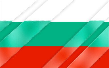 Abstract rendering of a national flag features layered stripes in white, green, and red colors, creating a modern and stylized representation with a textured, slightly glossy