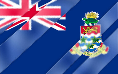 Obraz premium A digitally created graphic features the flag of the Cayman Islands, artistically presented with a textured glass effect and layered stripes, conveying a modern and patriotic feel