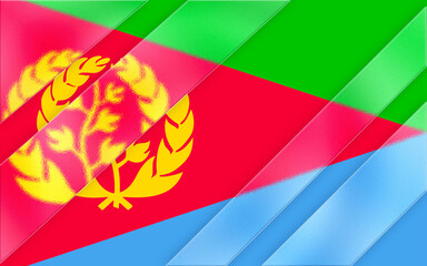 A vibrant and visually striking abstract depiction of the Eritrean flag showcases its vivid colors and iconic emblem through a textured, stylized design, evoking a sense of national