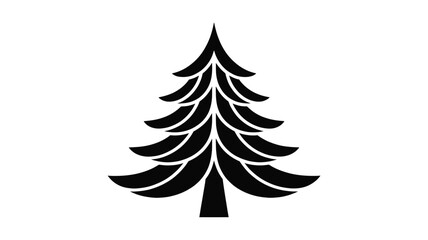 Obraz premium A stylized black silhouette of a christmas tree with layered branches against a clean white background perfect for festive design elements silhouette